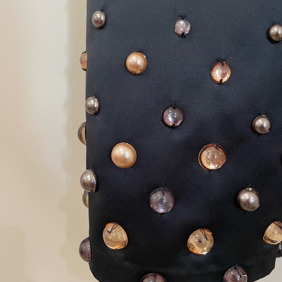 Anthropologie Tanvi Kedia Studded Black Sleeveless Mini Dress Gold Brown - Picture 9 of 14